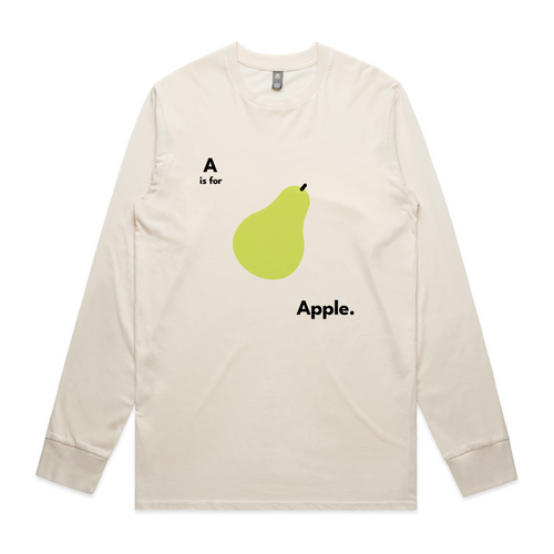 A Is For Apple Tee by Lonely Kids Club. All clothing from our T-shirts to our shorts and hoodies are ethically made, and printed packed and shipped from Sydney.