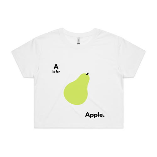 A Is For Apple Tee by Lonely Kids Club. All clothing from our T-shirts to our shorts and hoodies are ethically made, and printed packed and shipped from Sydney.