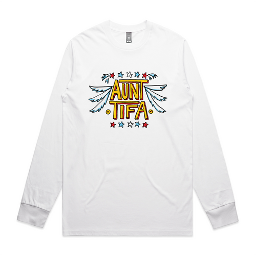 Aunt Tifa Tee by Lonely Kids Club. All clothing from our T-shirts to our shorts and hoodies are ethically made, and printed packed and shipped from Sydney.
