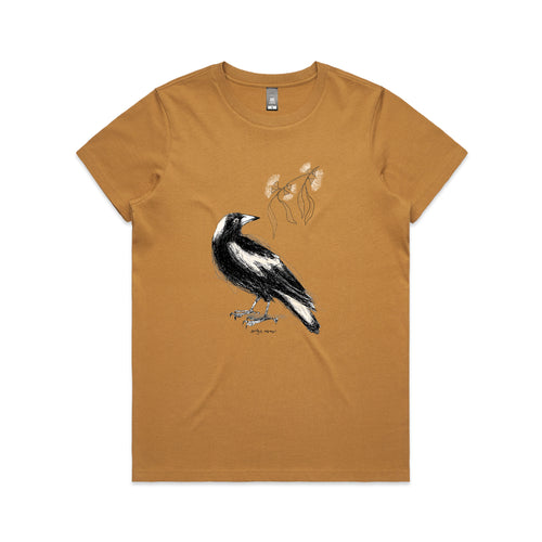 Australian Magpie Tee by Lonely Kids Club. All clothing from our T-shirts to our shorts and hoodies are ethically made, and printed packed and shipped from Sydney.