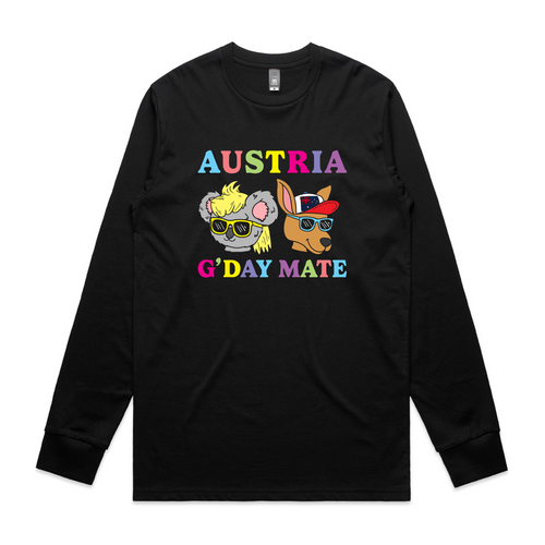 Austria G'Day Mate Tee by Lonely Kids Club. All clothing from our T-shirts to our shorts and hoodies are ethically made, and printed packed and shipped from Sydney.
