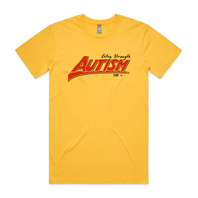 Extra Strength Autism Tee by Lonely Kids Club. All clothing from our T-shirts to our shorts and hoodies are ethically made, and printed packed and shipped from Sydney.
