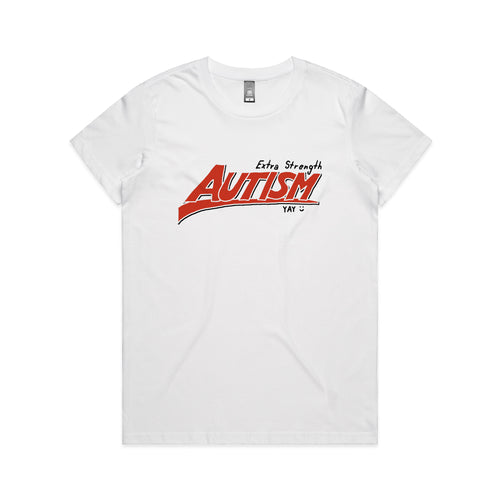 Extra Strength Autism Tee by Lonely Kids Club. All clothing from our T-shirts to our shorts and hoodies are ethically made, and printed packed and shipped from Sydney.
