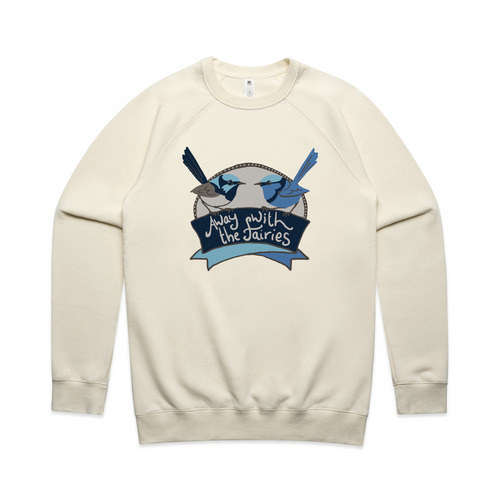 Away With The Fairies Jumper by Lonely Kids Club. All clothing from our T-shirts to our shorts and hoodies are ethically made, and printed packed and shipped from Sydney.