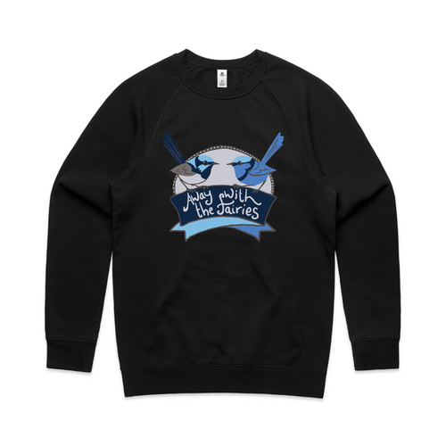 Away With The Fairies Jumper by Lonely Kids Club. All clothing from our T-shirts to our shorts and hoodies are ethically made, and printed packed and shipped from Sydney.
