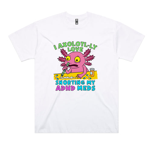 Axolotl-ly Tee by Lonely Kids Club. All clothing from our T-shirts to our shorts and hoodies are ethically made, and printed packed and shipped from Sydney.