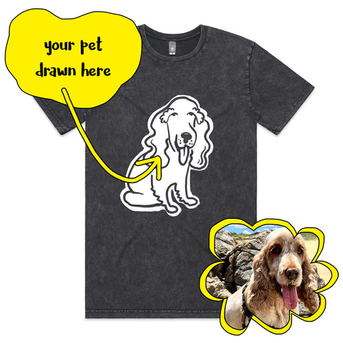 Badly Drawn Pet Tee by Lonely Kids Club. All clothing from our T-shirts to our shorts and hoodies are ethically made, and printed packed and shipped from Sydney.