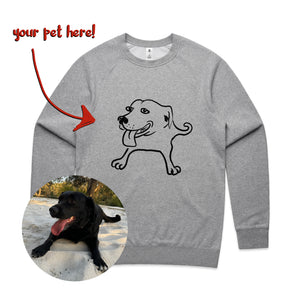 Badly Drawn Pet Jumper by Lonely Kids Club. All clothing from our T-shirts to our shorts and hoodies are ethically made, and printed packed and shipped from Sydney.