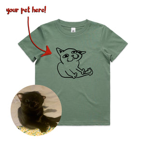 Badly Drawn Pet Kids Tee by Lonely Kids Club. All clothing from our T-shirts to our shorts and hoodies are ethically made, and printed packed and shipped from Sydney.