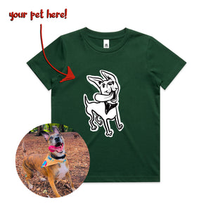 Badly Drawn Pet Kids Tee by Lonely Kids Club. All clothing from our T-shirts to our shorts and hoodies are ethically made, and printed packed and shipped from Sydney.