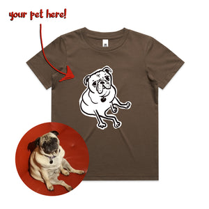 Badly Drawn Pet Kids Tee by Lonely Kids Club. All clothing from our T-shirts to our shorts and hoodies are ethically made, and printed packed and shipped from Sydney.