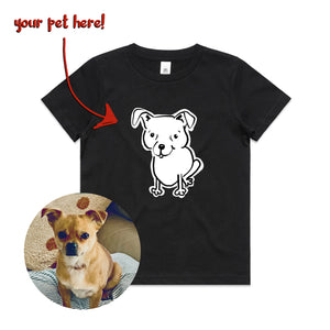 Badly Drawn Pet Kids Tee by Lonely Kids Club. All clothing from our T-shirts to our shorts and hoodies are ethically made, and printed packed and shipped from Sydney.