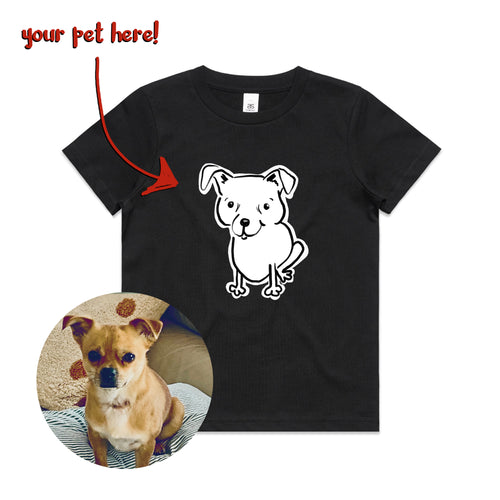 Badly Drawn Pet Kids Tee by Lonely Kids Club. All clothing from our T-shirts to our shorts and hoodies are ethically made, and printed packed and shipped from Sydney.