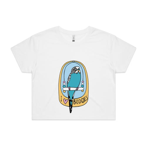 I Love Budgies Tee by Lonely Kids Club. All clothing from our T-shirts to our shorts and hoodies are ethically made, and printed packed and shipped from Sydney.