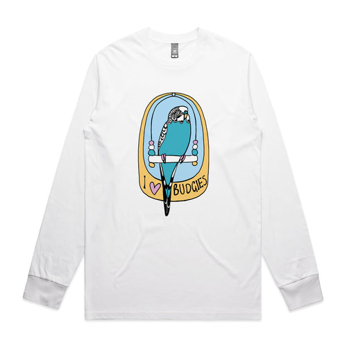I Love Budgies Tee by Lonely Kids Club. All clothing from our T-shirts to our shorts and hoodies are ethically made, and printed packed and shipped from Sydney.