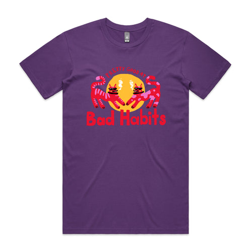 Bad Habits Tee by Lonely Kids Club. All clothing from our T-shirts to our shorts and hoodies are ethically made, and printed packed and shipped from Sydney.