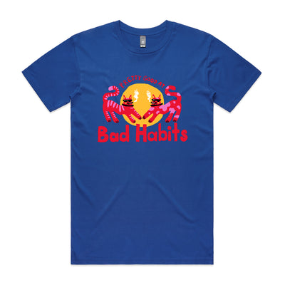 Bad Habits Tee by Lonely Kids Club. All clothing from our T-shirts to our shorts and hoodies are ethically made, and printed packed and shipped from Sydney.