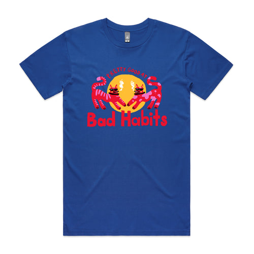 Bad Habits Tee by Lonely Kids Club. All clothing from our T-shirts to our shorts and hoodies are ethically made, and printed packed and shipped from Sydney.