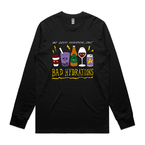 Bad Hydrations Tee by Lonely Kids Club. All clothing from our T-shirts to our shorts and hoodies are ethically made, and printed packed and shipped from Sydney.
