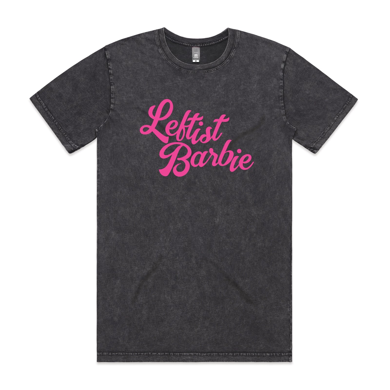 Acid Wash unisex t-shirt with Leftist Barbie graphic by Lonely Kids Club