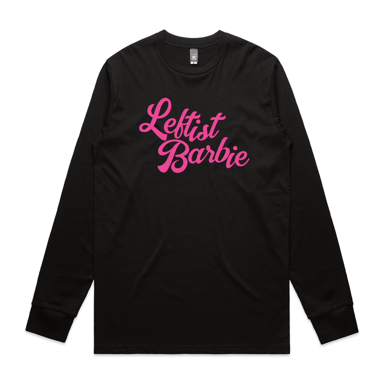Black long sleeve t-shirt with Leftist Barbie graphic by Lonely Kids Club
