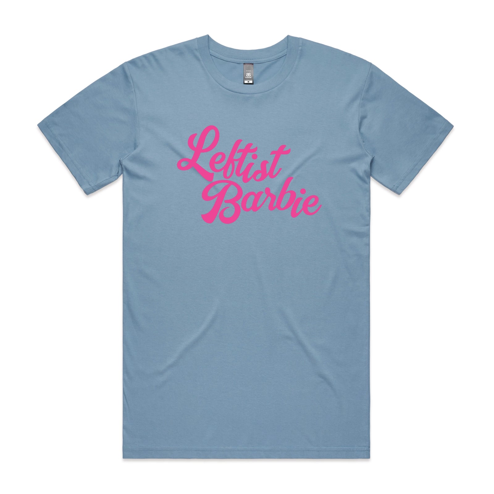 Carolina Blue unisex t-shirt with Leftist Barbie graphic by Lonely Kids Club
