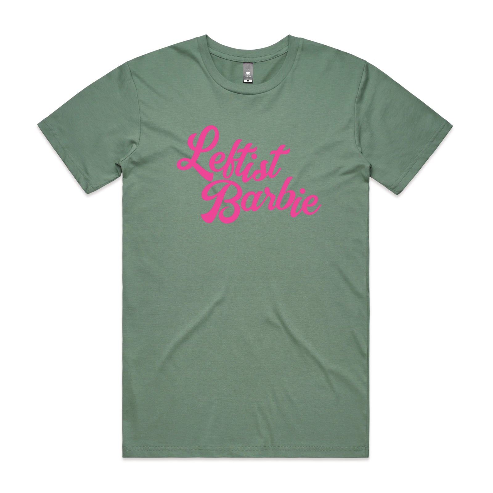 Sage unisex t-shirt with Leftist Barbie graphic by Lonely Kids Club