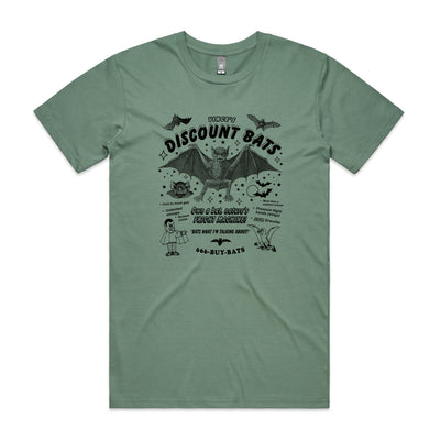 Discount Bats Tee by Lonely Kids Club. All clothing from our T-shirts to our shorts and hoodies are ethically made, and printed packed and shipped from Sydney.