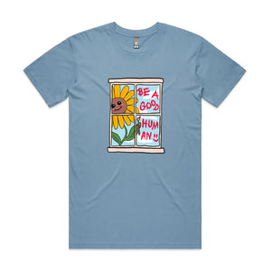 Be A Good Human Tee by Lonely Kids Club. All clothing from our T-shirts to our shorts and hoodies are ethically made, and printed packed and shipped from Sydney.