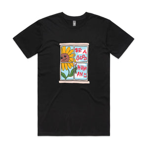Be A Good Human Tee by Lonely Kids Club. All clothing from our T-shirts to our shorts and hoodies are ethically made, and printed packed and shipped from Sydney.