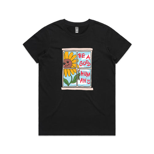 Be A Good Human Tee by Lonely Kids Club. All clothing from our T-shirts to our shorts and hoodies are ethically made, and printed packed and shipped from Sydney.