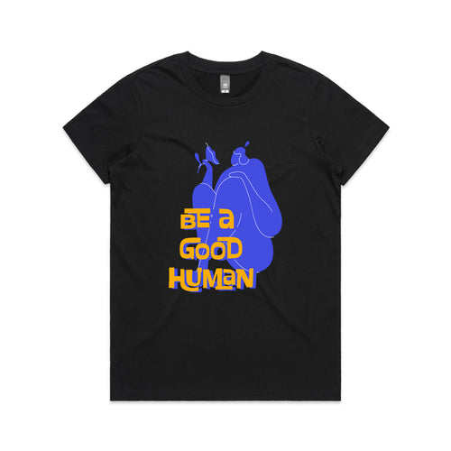Good Human Moody Tee by Lonely Kids Club. All clothing from our T-shirts to our shorts and hoodies are ethically made, and printed packed and shipped from Sydney.