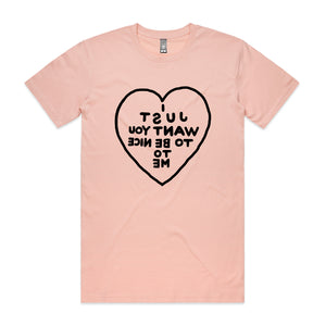 Be Nice To Me Tee by Lonely Kids Club. All clothing from our T-shirts to our shorts and hoodies are ethically made, and printed packed and shipped from Sydney.