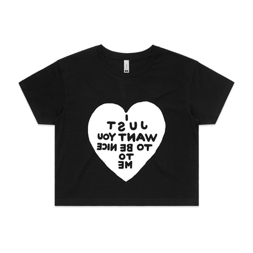 Be Nice To Me Tee by Lonely Kids Club. All clothing from our T-shirts to our shorts and hoodies are ethically made, and printed packed and shipped from Sydney.