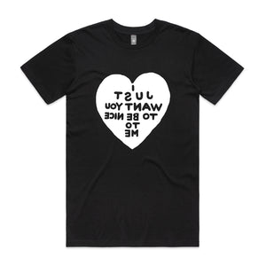 Be Nice To Me Tee by Lonely Kids Club. All clothing from our T-shirts to our shorts and hoodies are ethically made, and printed packed and shipped from Sydney.