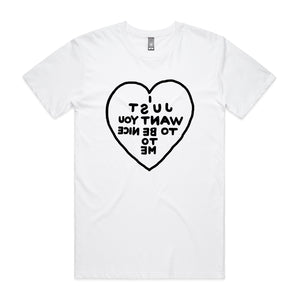 Be Nice To Me Tee by Lonely Kids Club. All clothing from our T-shirts to our shorts and hoodies are ethically made, and printed packed and shipped from Sydney.