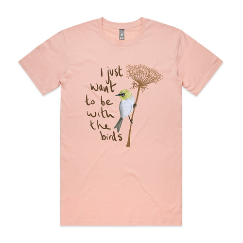Be With The Birds Tee by Lonely Kids Club. All clothing from our T-shirts to our shorts and hoodies are ethically made, and printed packed and shipped from Sydney.