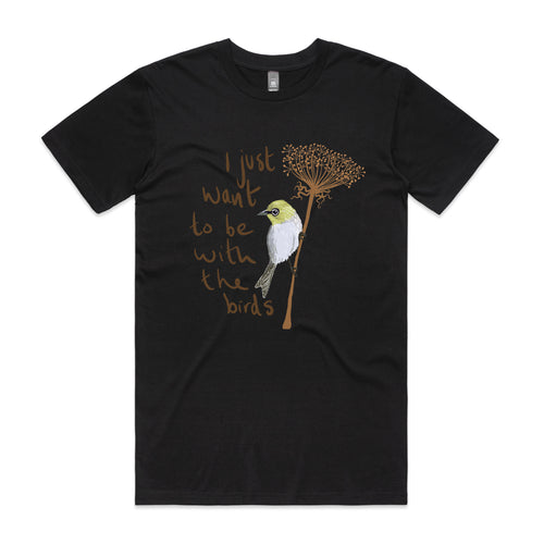 Be With The Birds Tee by Lonely Kids Club. All clothing from our T-shirts to our shorts and hoodies are ethically made, and printed packed and shipped from Sydney.