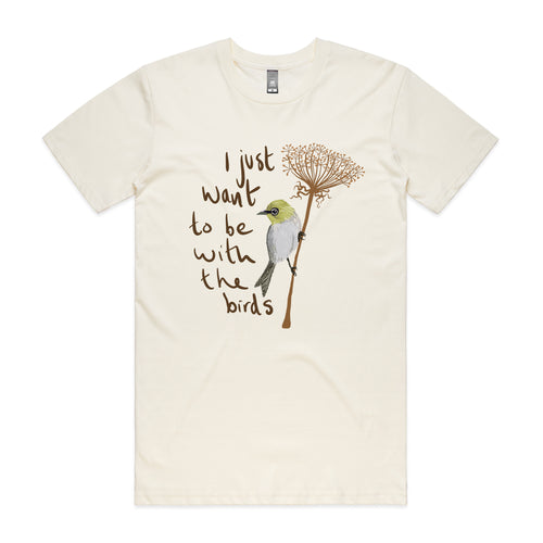 Be With The Birds Tee by Lonely Kids Club. All clothing from our T-shirts to our shorts and hoodies are ethically made, and printed packed and shipped from Sydney.