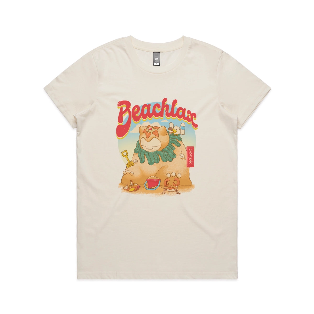 Ecru fitted womens t-shirt with Beachlax graphic by Lonely Kids Club