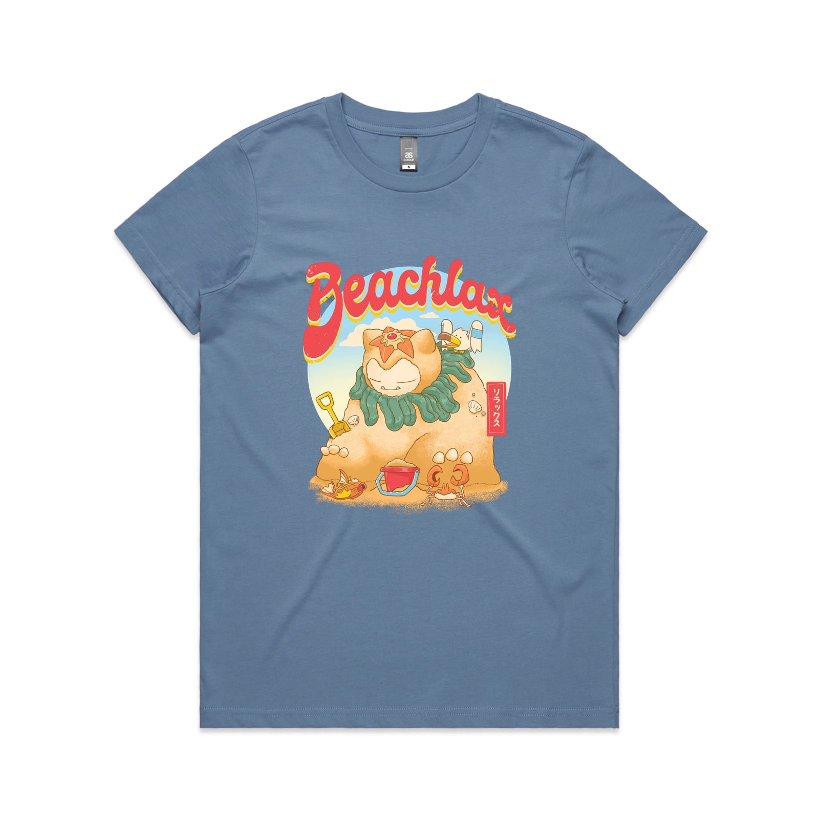 Carolina Blue fitted womens t-shirt with Beachlax graphic by Lonely Kids Club