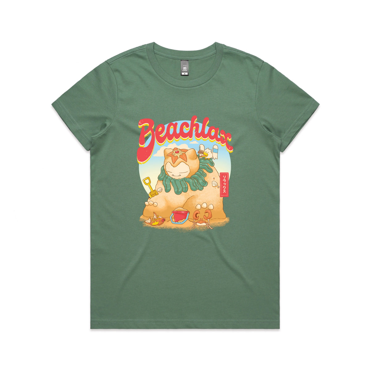 Sage fitted womens t-shirt with Beachlax graphic by Lonely Kids Club