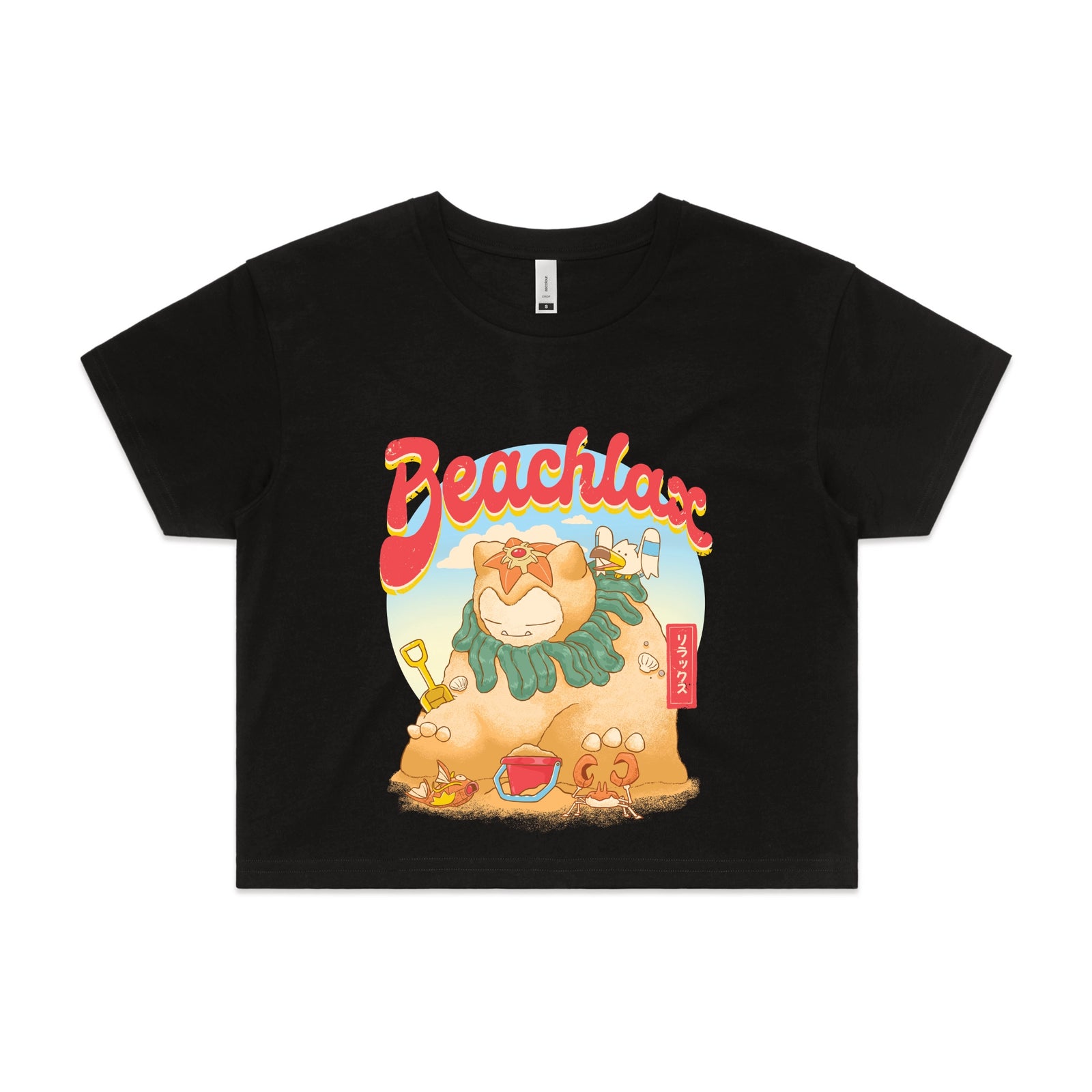 Black crop top with Beachlax graphic by Lonely Kids Club