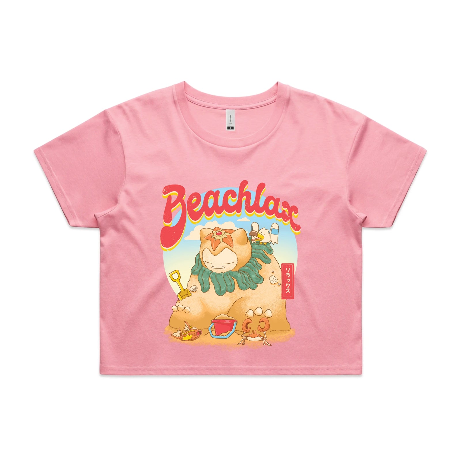 Bubblegum crop top with Beachlax graphic by Lonely Kids Club