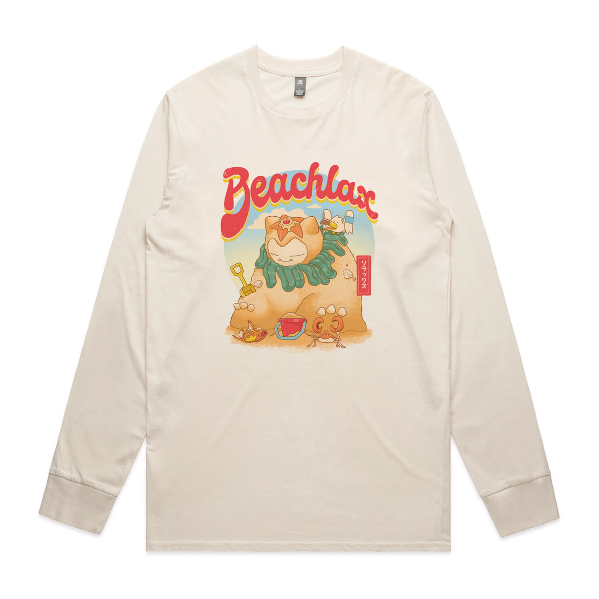 Ecru long sleeve t-shirt with Beachlax graphic by Lonely Kids Club