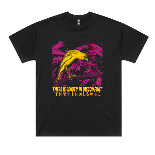 Beauty In Discomfort Tee by Lonely Kids Club. All clothing from our T-shirts to our shorts and hoodies are ethically made, and printed packed and shipped from Sydney.