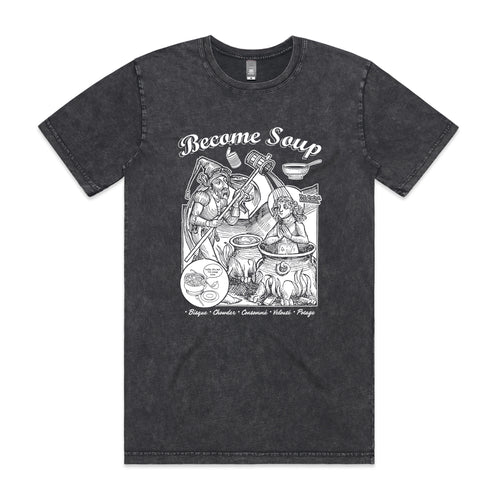 Become Soup Tee by Lonely Kids Club. All clothing from our T-shirts to our shorts and hoodies are ethically made, and printed packed and shipped from Sydney.