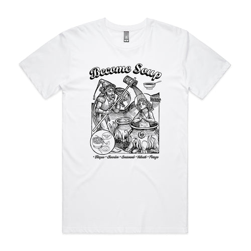 Become Soup Tee by Lonely Kids Club. All clothing from our T-shirts to our shorts and hoodies are ethically made, and printed packed and shipped from Sydney.