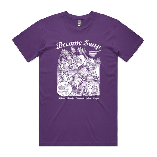 Become Soup Tee by Lonely Kids Club. All clothing from our T-shirts to our shorts and hoodies are ethically made, and printed packed and shipped from Sydney.