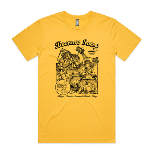 Become Soup Tee by Lonely Kids Club. All clothing from our T-shirts to our shorts and hoodies are ethically made, and printed packed and shipped from Sydney.